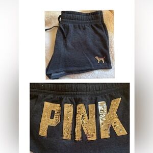 PINK Victoria's Secret Charcoal Gray Shorts BLING